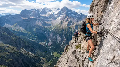 Wanderer auf einem Schweizer Panoramaweg